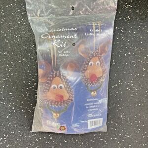 VTG Sulyn RUDOLPH Reindeer Red Nosed Sequin Bead Christmas‎ Ornament Kit Holiday